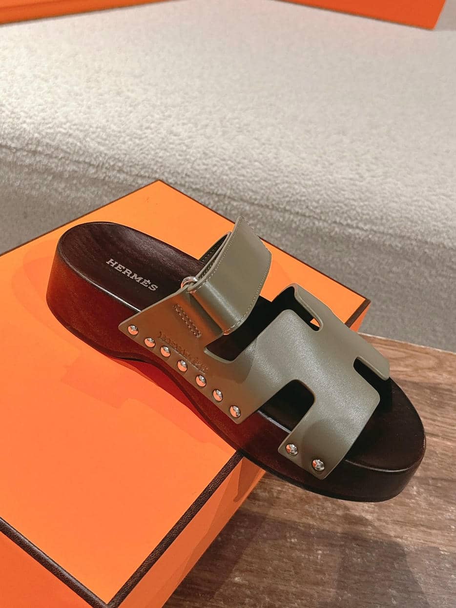 Hermes wooden sole sandals-11